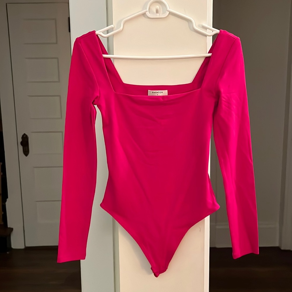Pink Baboon Contour Squareneck Longsleeve Bodysuit Size S NWOT